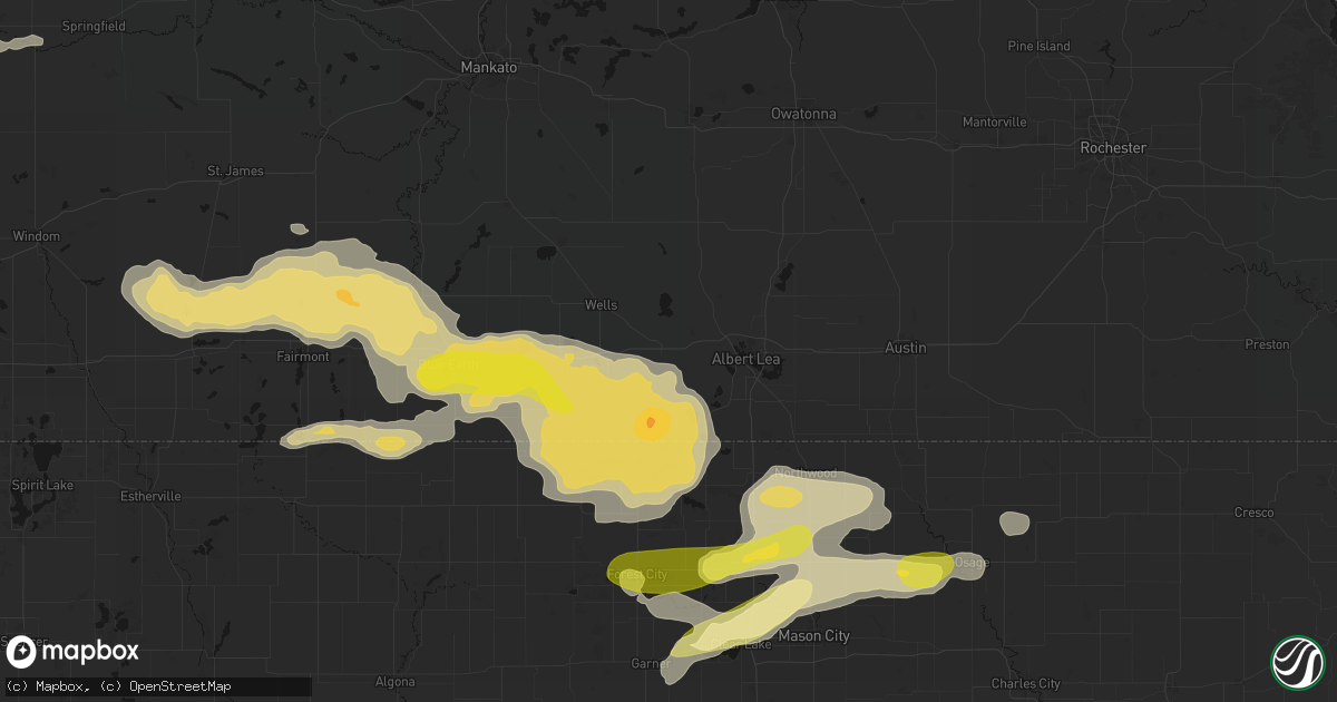 Hail map in Alden, MN on August 7, 2026