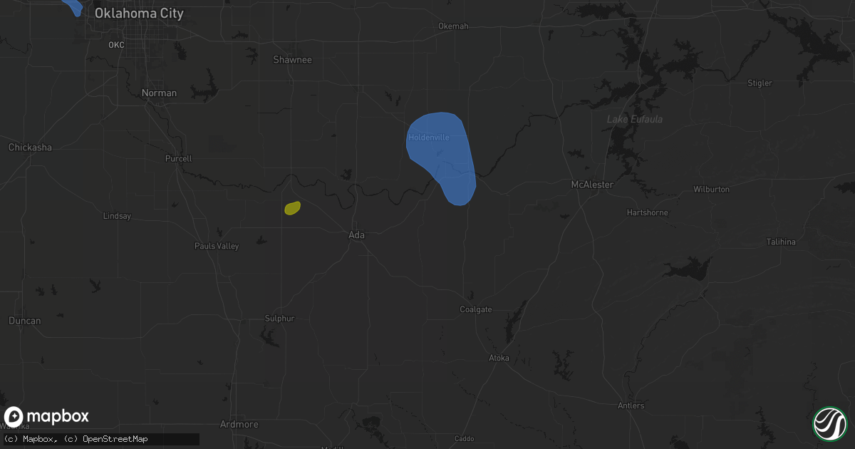 Hail map in Allen, OK on August 7, 2026