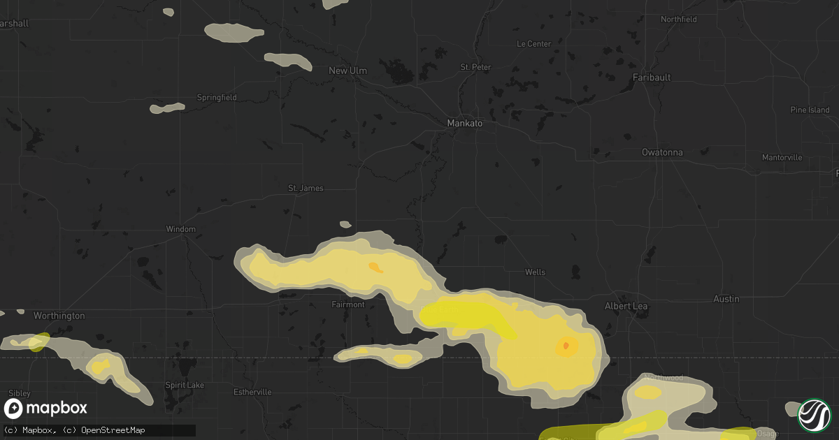 Hail map in Amboy, MN on August 7, 2026