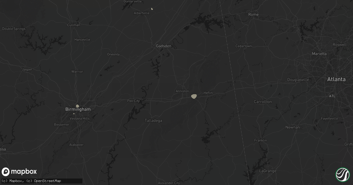 Hail map in Anniston, AL on August 7, 2026
