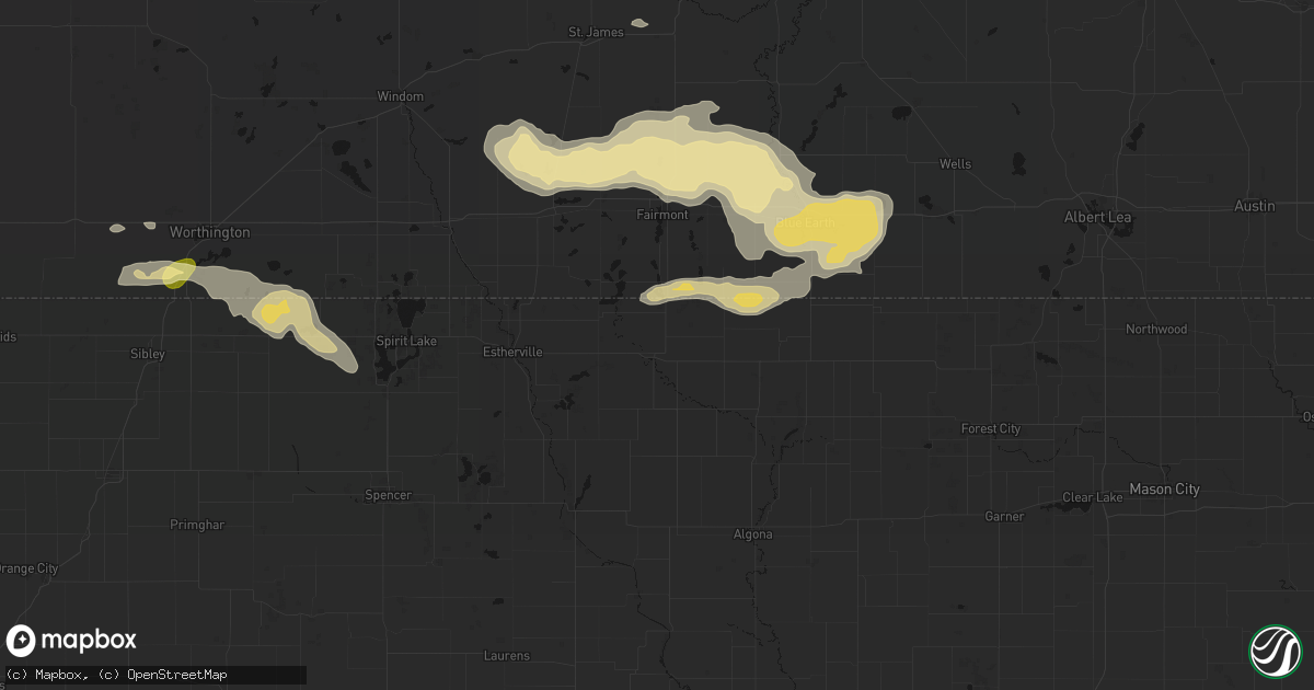 Hail map in Armstrong, IA on August 7, 2026