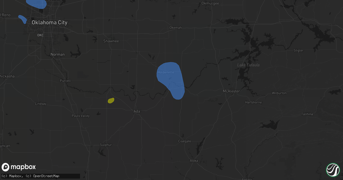 Hail map in Atwood, OK on August 7, 2026