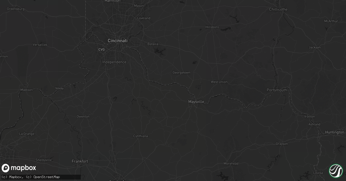 Hail map in Augusta, KY on August 7, 2026