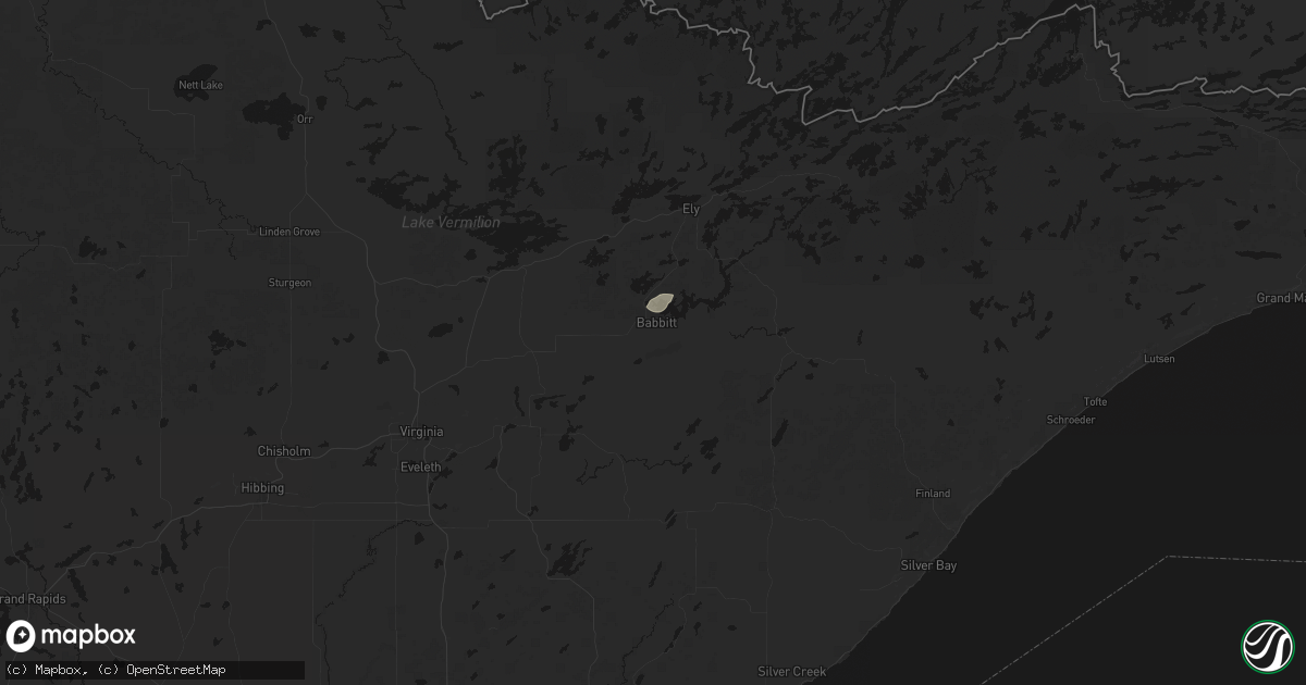 Hail map in Babbitt, MN on August 7, 2026