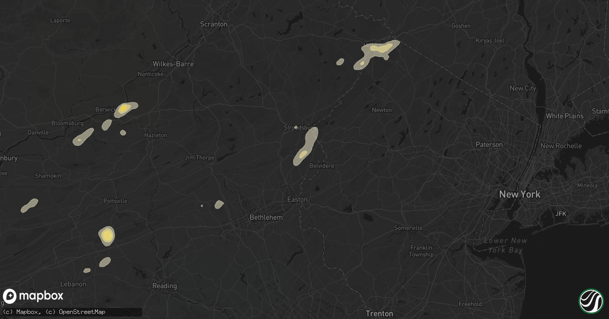 Hail map in Bangor, PA on August 7, 2026