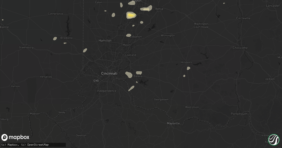 Hail map in Batavia, OH on August 7, 2026