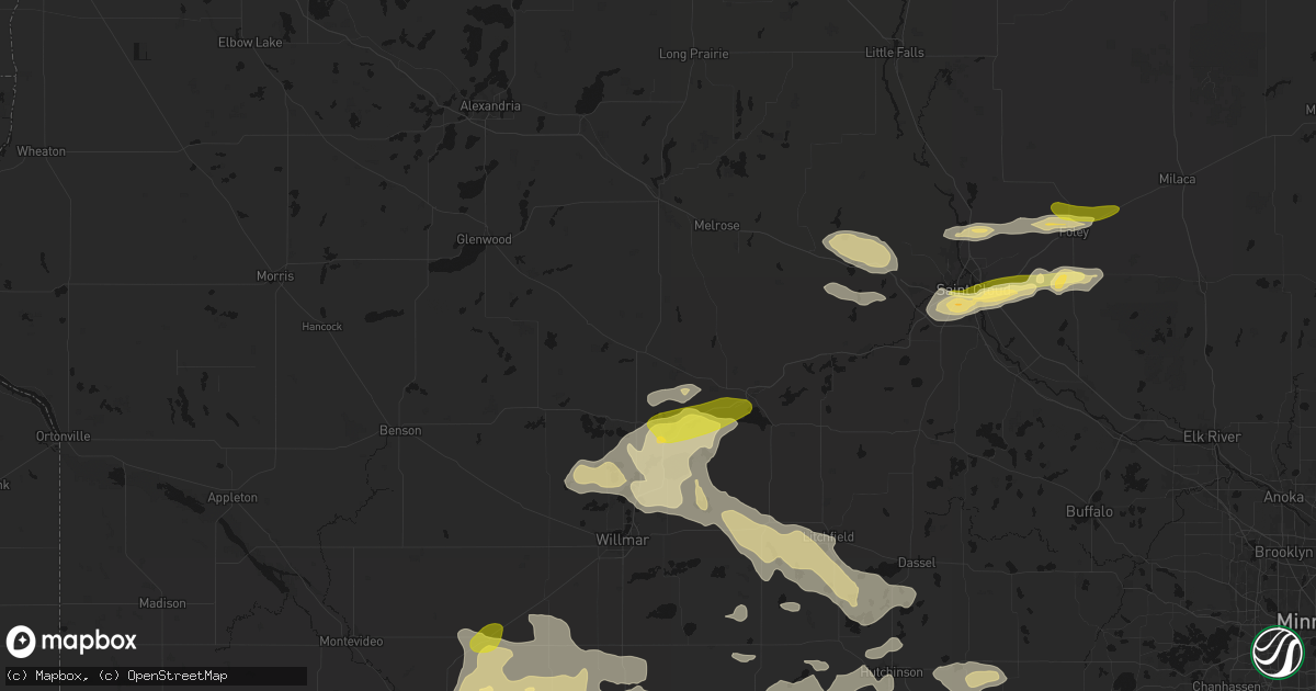 Hail map in Belgrade, MN on August 7, 2026