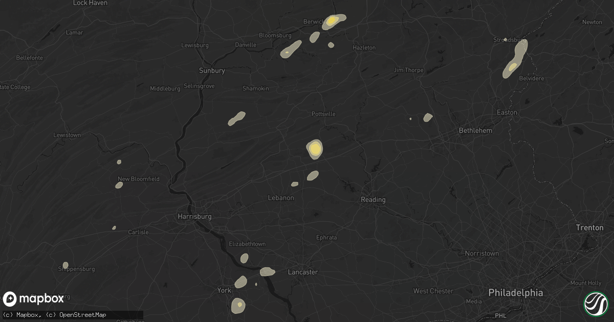 Hail map in Bethel, PA on August 7, 2026