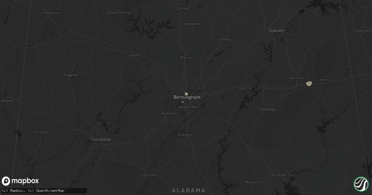 Hail map in Birmingham, AL on August 7, 2026