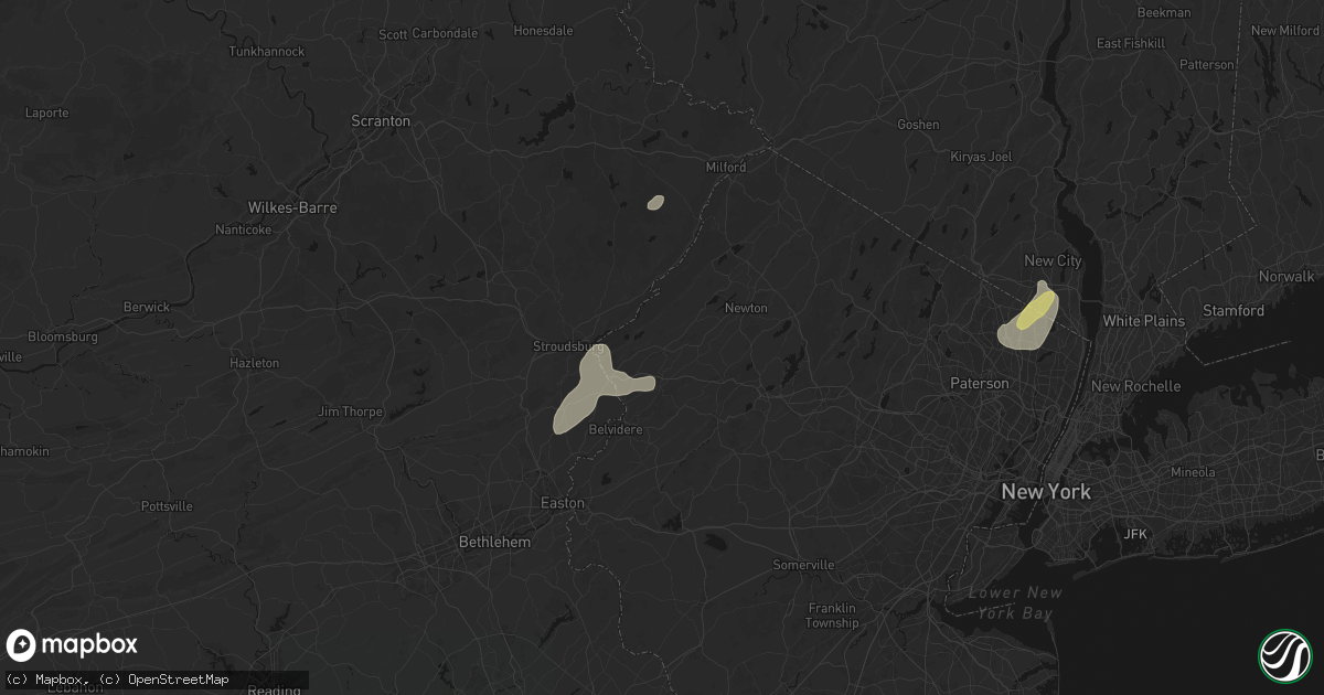 Hail map in Blairstown, NJ on August 7, 2026