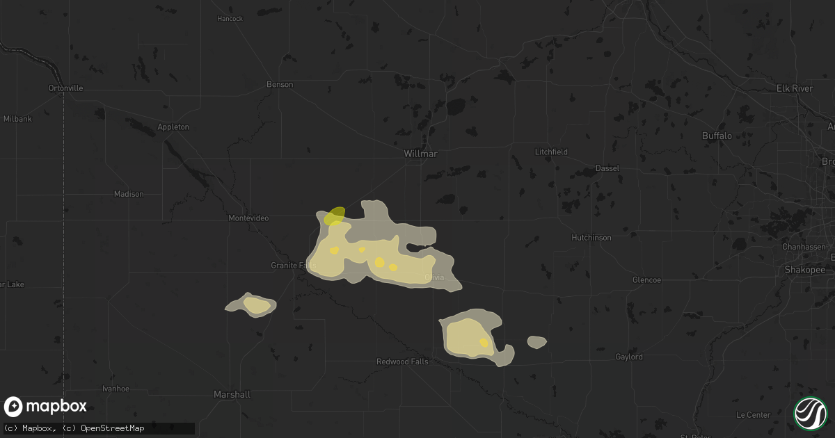 Hail map in Blomkest, MN on August 7, 2026