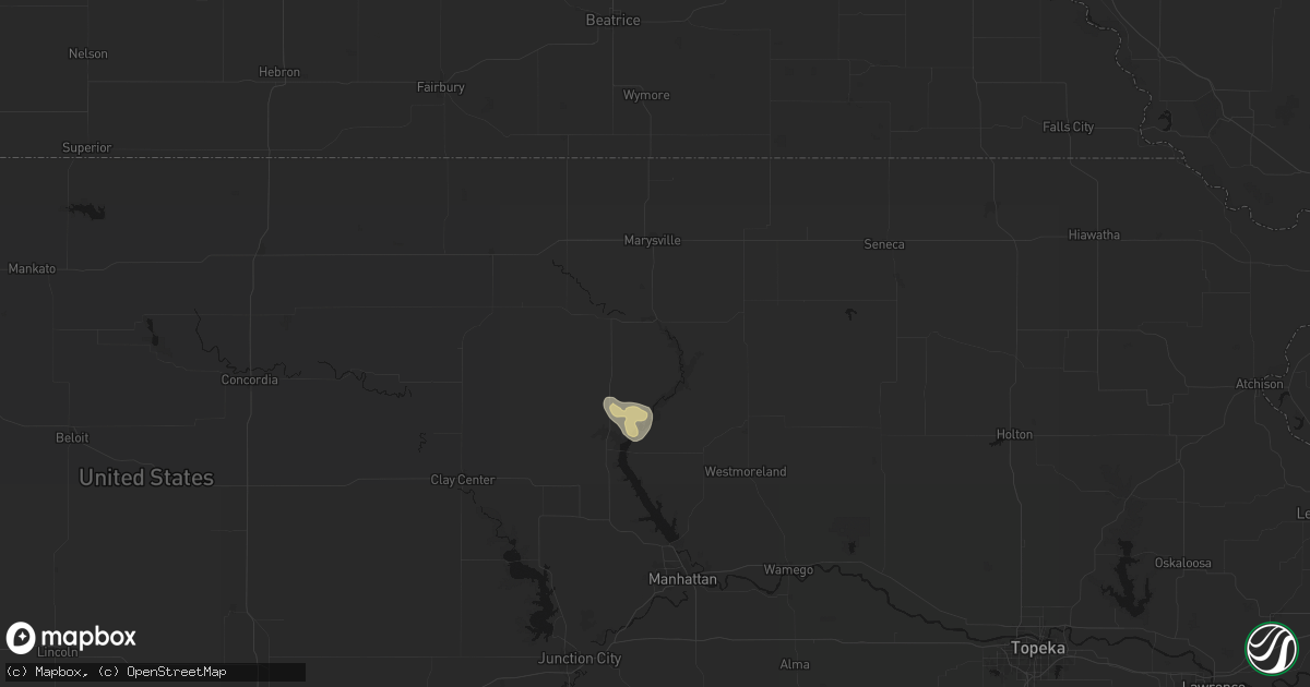 Hail map in Blue Rapids, KS on August 7, 2026