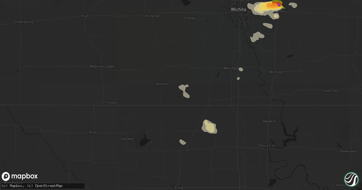 Hail map in Bluff City, KS on August 7, 2026