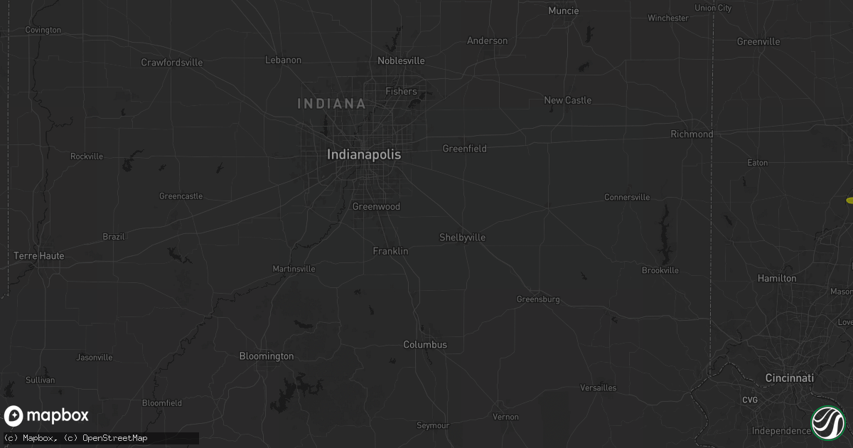 Hail map in Boggstown, IN on August 7, 2026