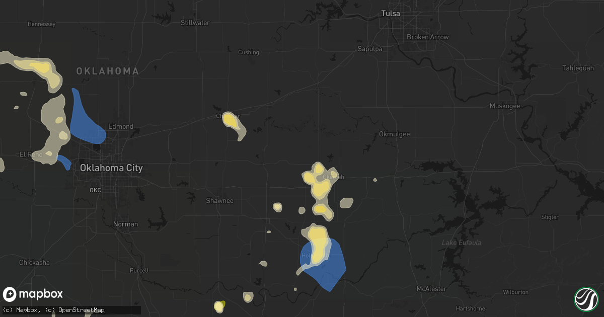 Hail map in Boley, OK on August 7, 2026