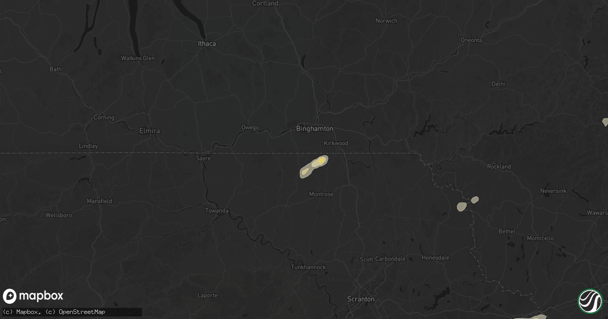 Hail map in Brackney, PA on August 7, 2026