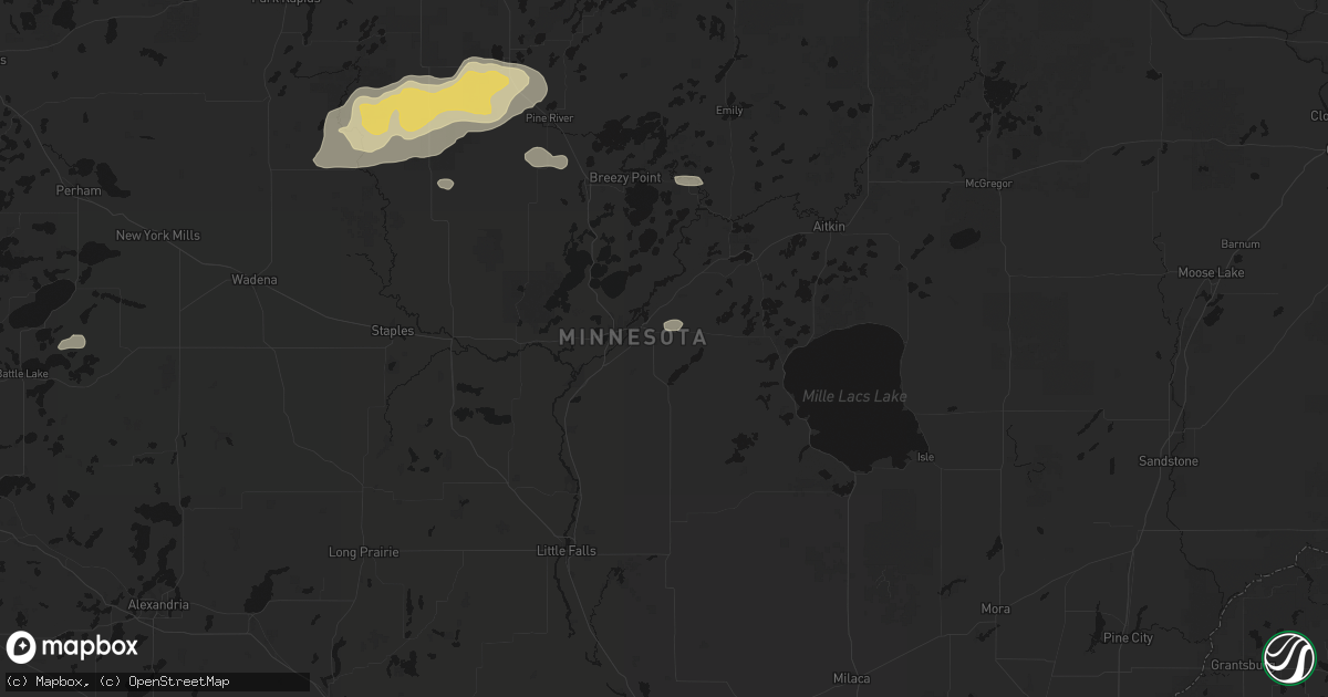 Hail map in Brainerd, MN on August 7, 2026