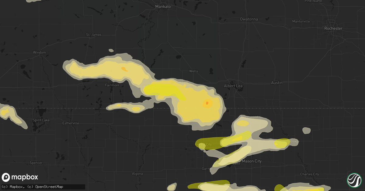 Hail map in Bricelyn, MN on August 7, 2026