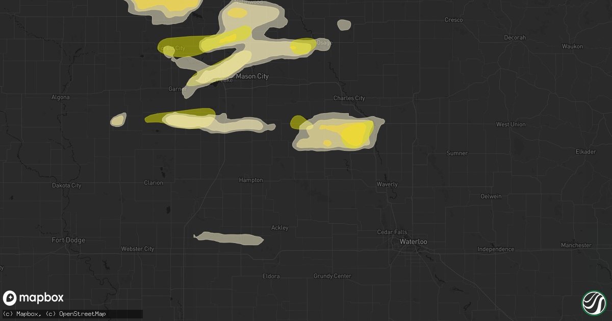 Hail map in Bristow, IA on August 7, 2026