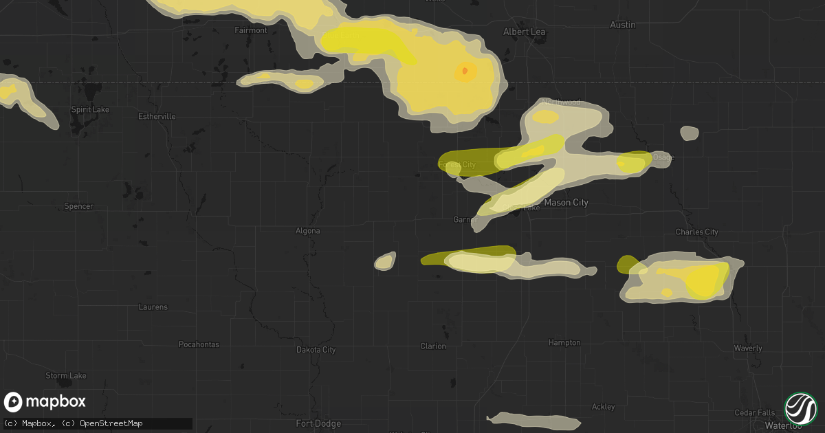 Hail map in Britt, IA on August 7, 2026