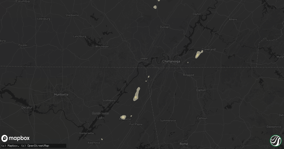 Hail map in Bryant, AL on August 7, 2026