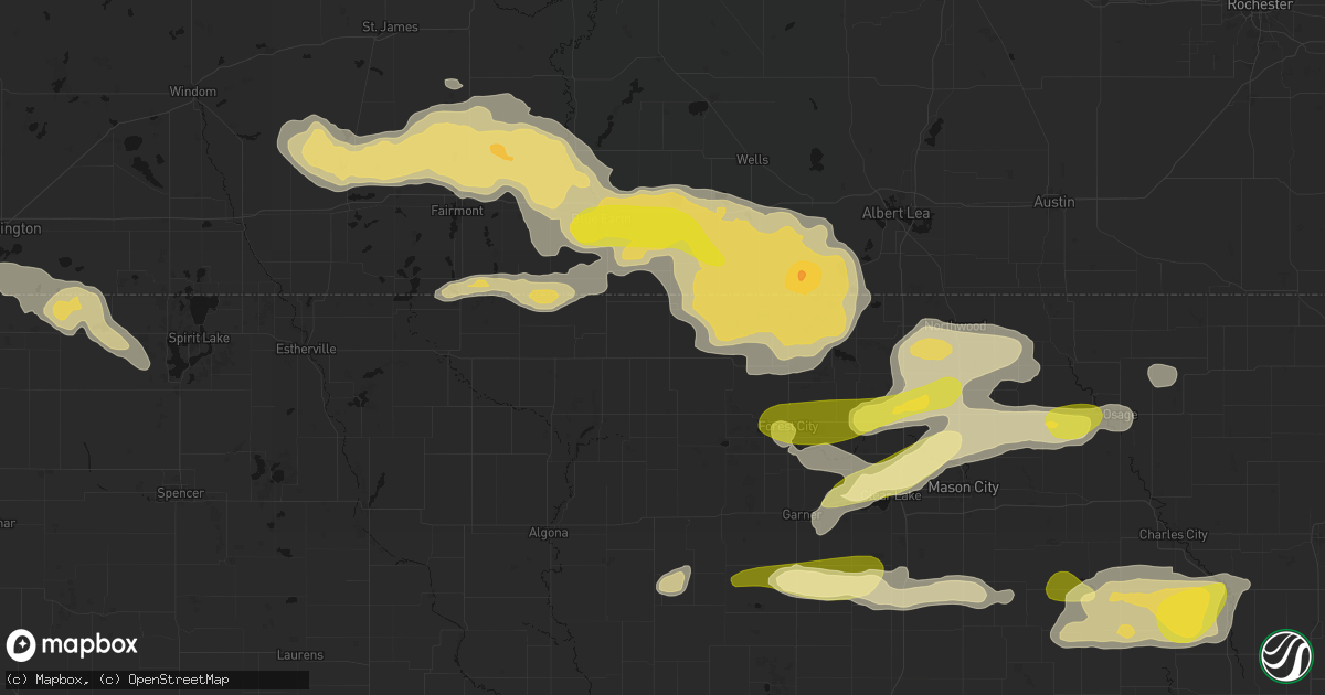 Hail map in Buffalo Center, IA on August 7, 2026