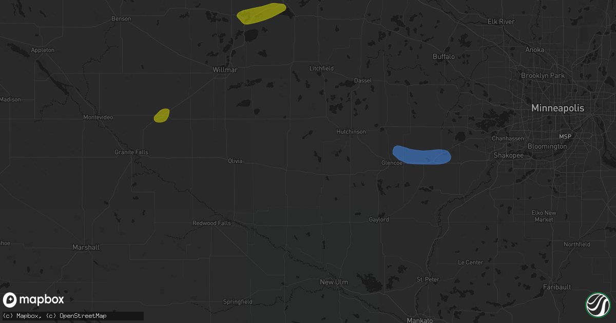 Hail map in Buffalo Lake, MN on August 7, 2026
