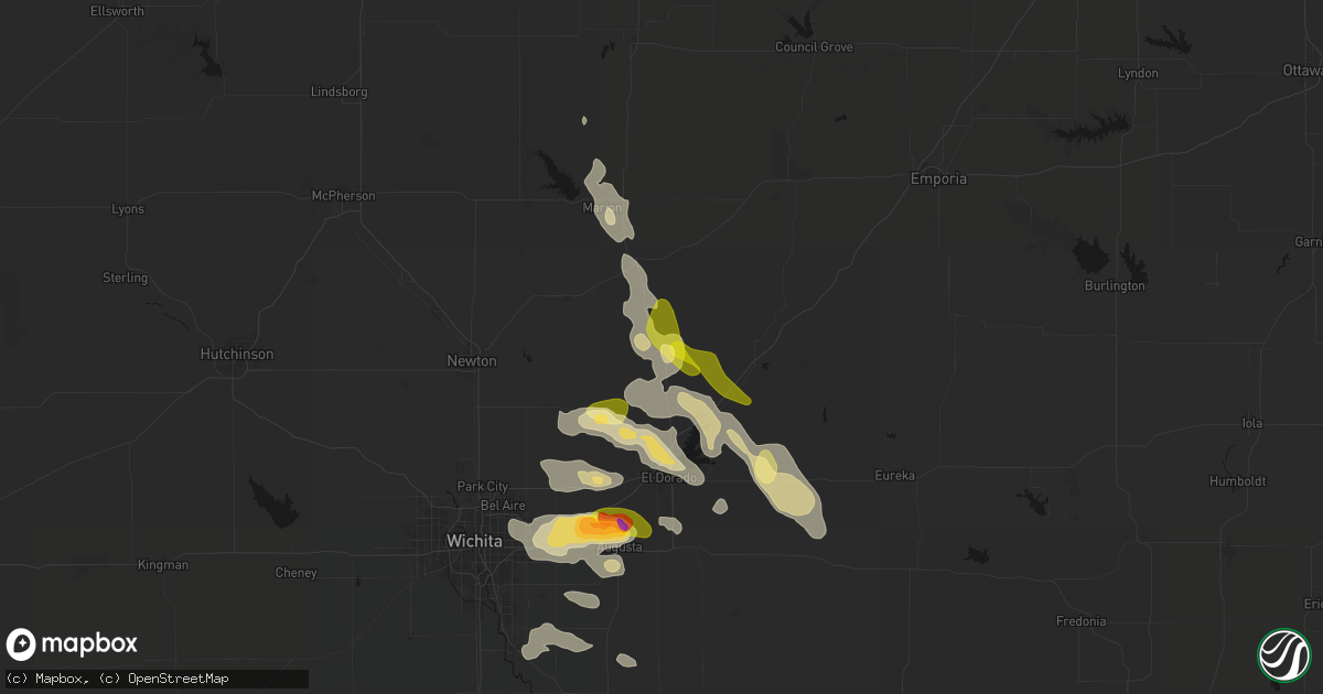 Hail map in Burns, KS on August 7, 2026