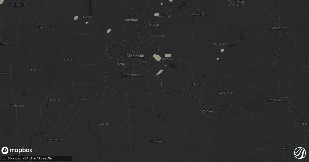Hail map in California, KY on August 7, 2026
