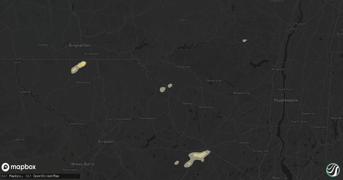 Hail map in Callicoon, NY on August 7, 2026