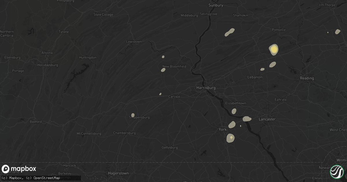 Hail map in Carlisle, PA on August 7, 2026
