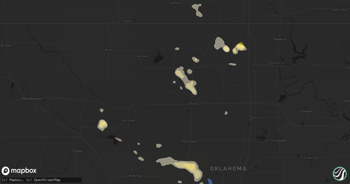 Hail map in Carrier, OK on August 7, 2026