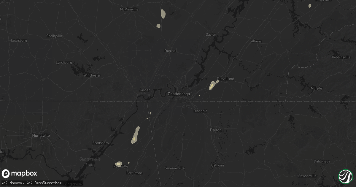 Hail map in Chattanooga, TN on August 7, 2026