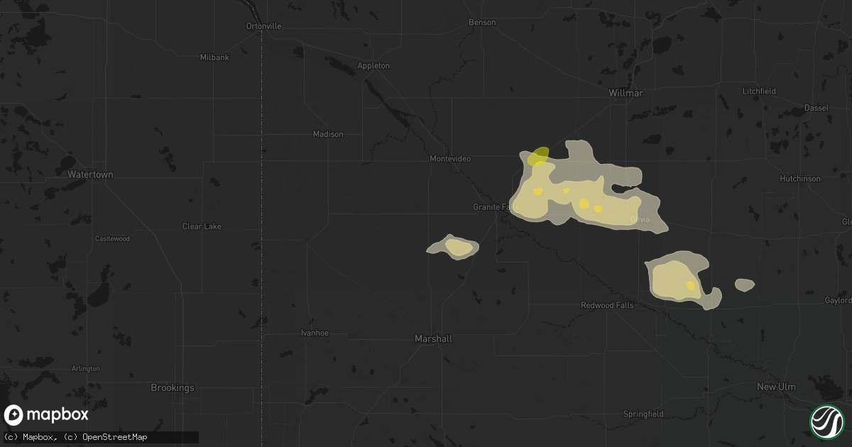 Hail map in Clarkfield, MN on August 7, 2026