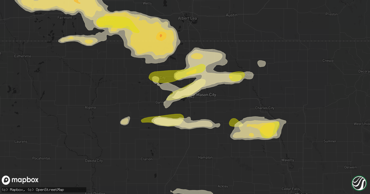 Hail map in Clear Lake, IA on August 7, 2026