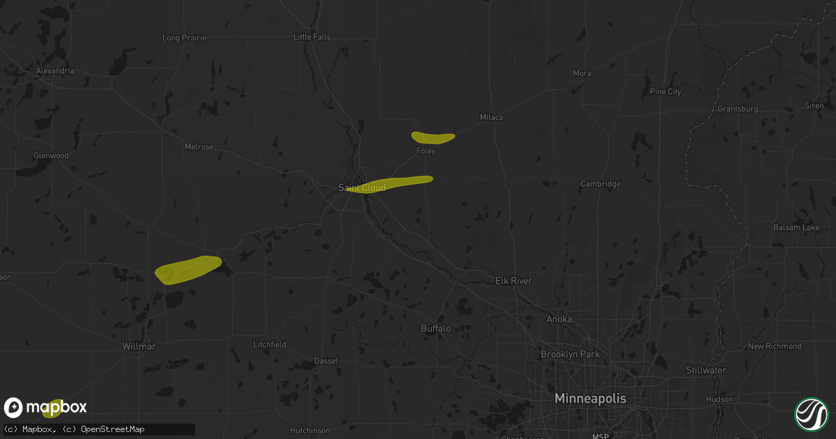 Hail map in Clear Lake, MN on August 7, 2026