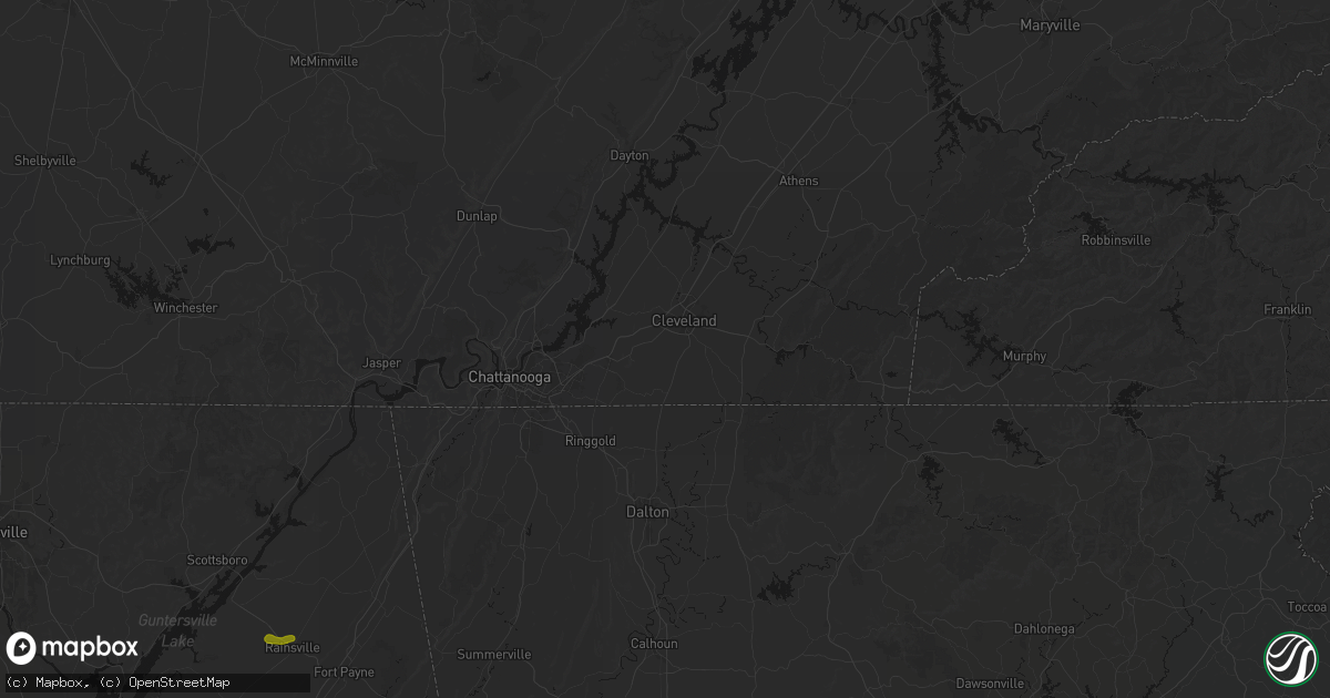 Hail map in Cleveland, TN on August 7, 2026