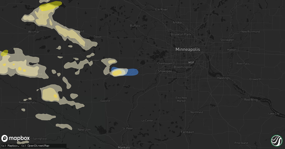 Hail map in Cologne, MN on August 7, 2026