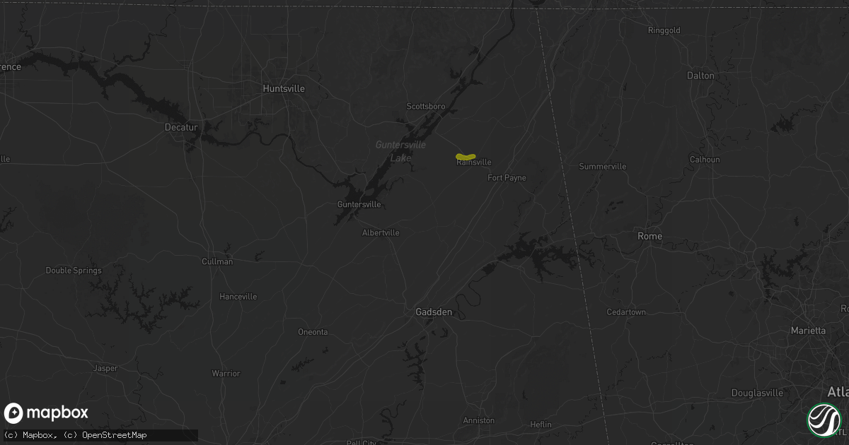 Hail map in Crossville, AL on August 7, 2026