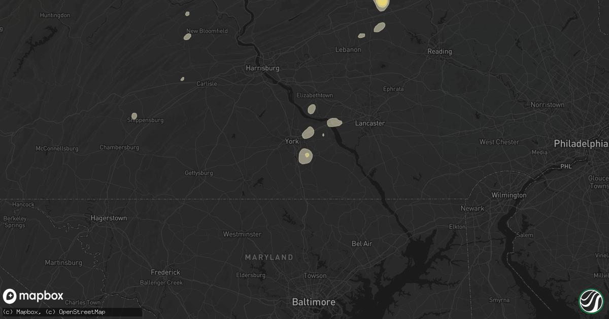 Hail map in Dallastown, PA on August 7, 2026