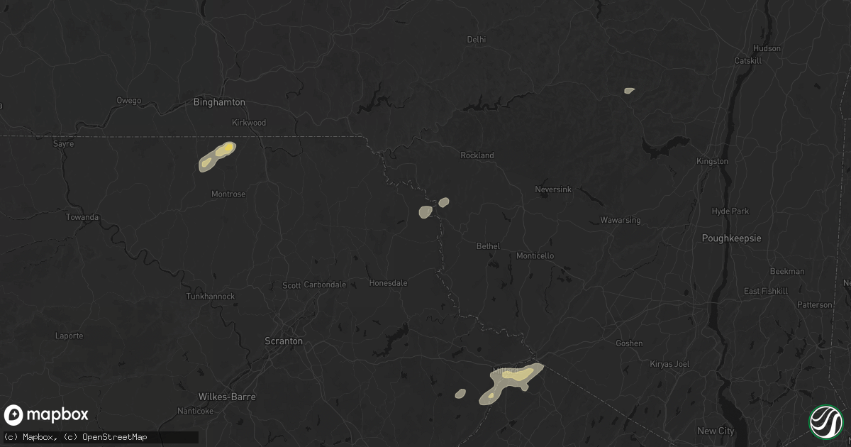 Hail map in Damascus, PA on August 7, 2026