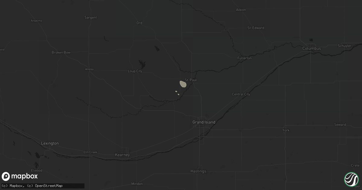 Hail map in Dannebrog, NE on August 7, 2026