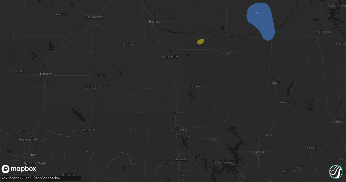 Hail map in Davis, OK on August 7, 2026