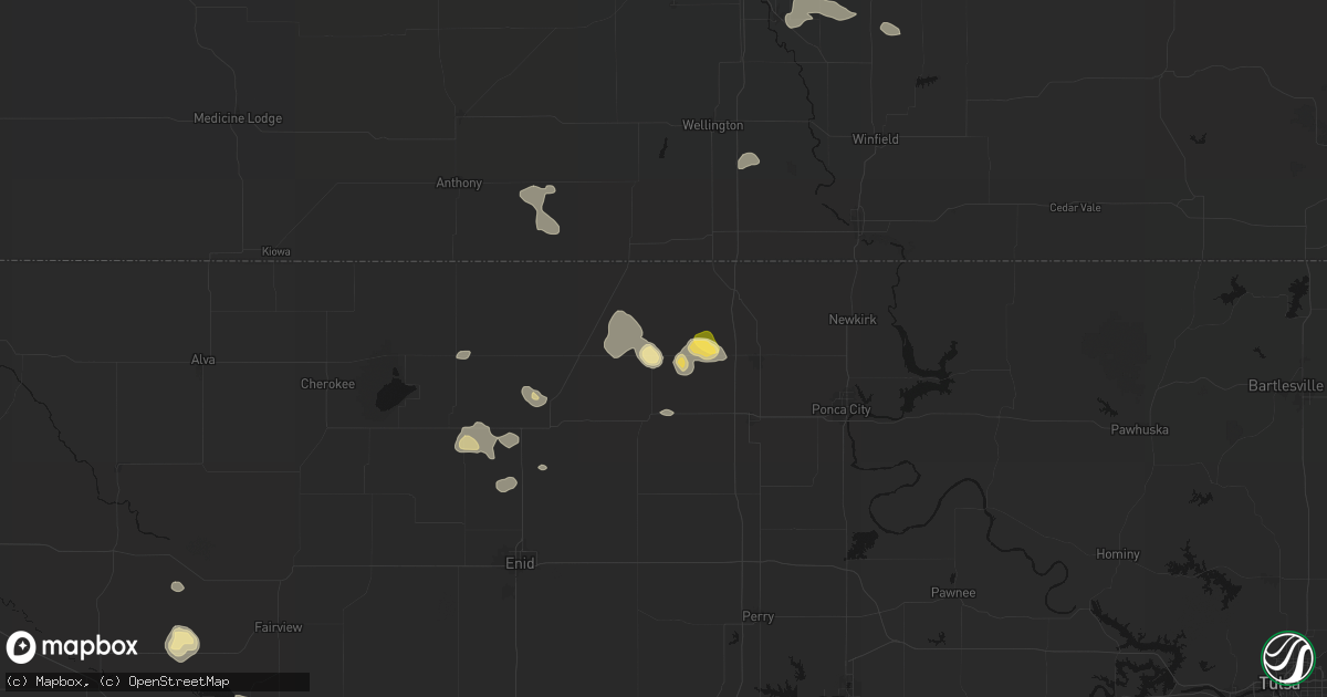 Hail map in Deer Creek, OK on August 7, 2026