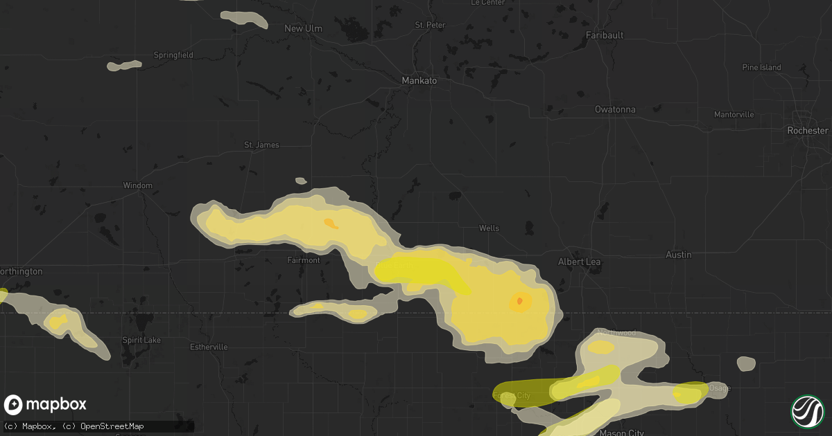 Hail map in Delavan, MN on August 7, 2026