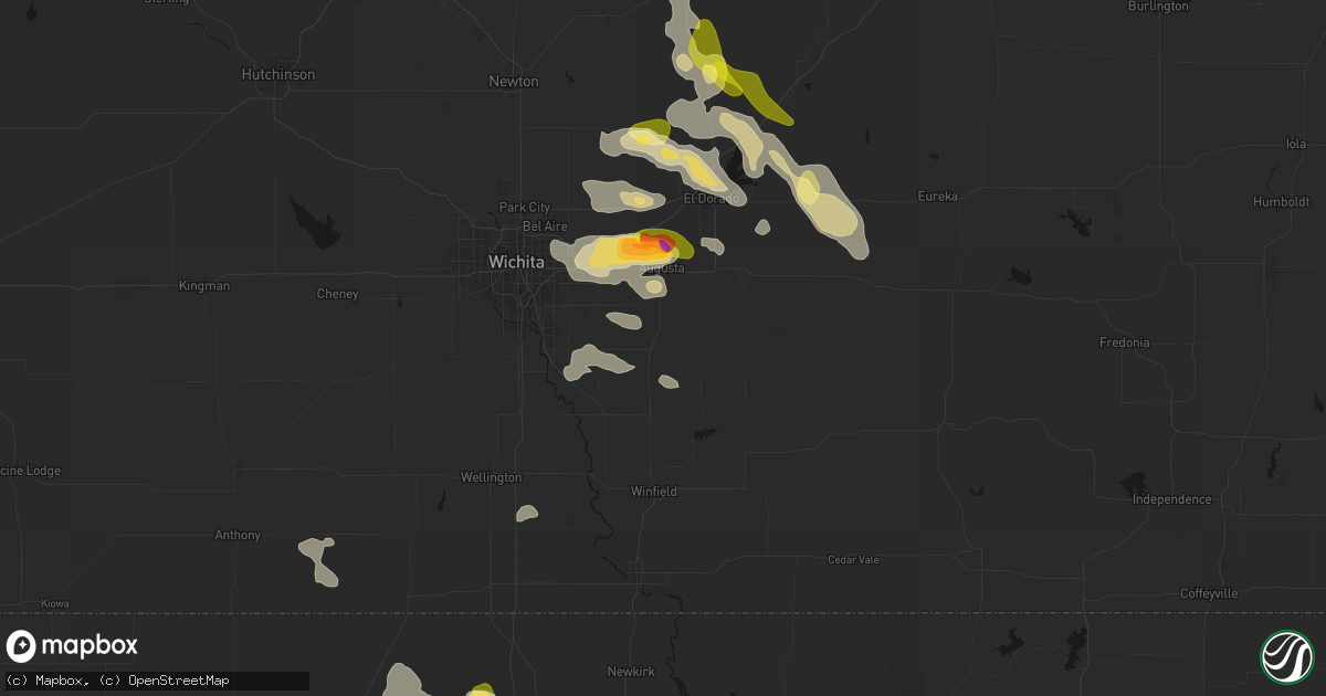 Hail map in Douglass, KS on August 7, 2026