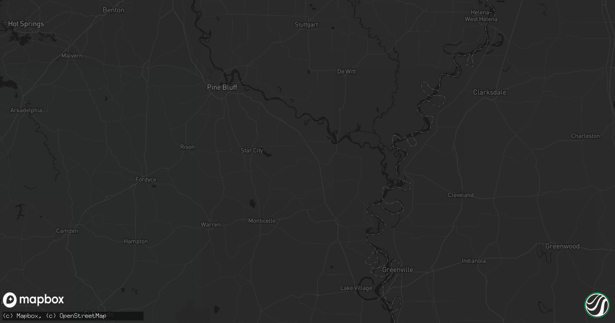 Hail map in Dumas, AR on August 7, 2026