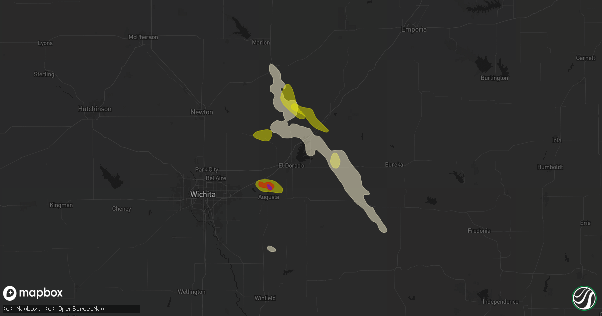 Hail map in El Dorado, KS on August 7, 2026