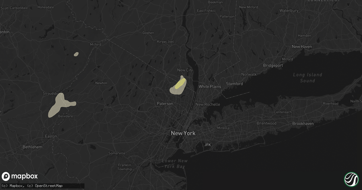 Hail map in Emerson, NJ on August 7, 2026