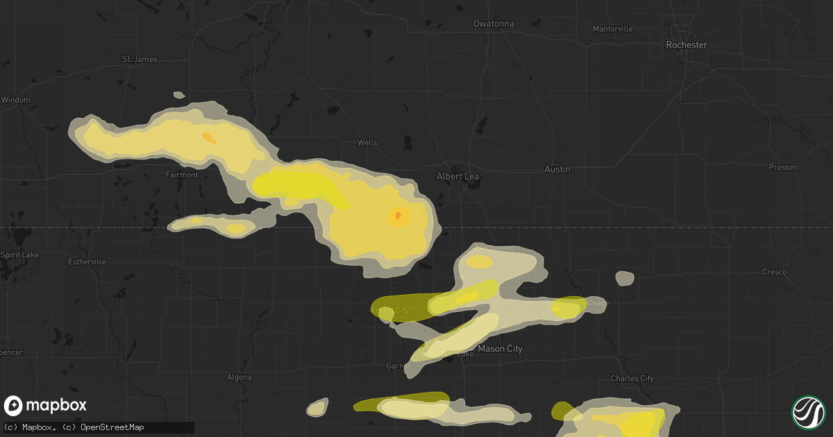 Hail map in Emmons, MN on August 7, 2026
